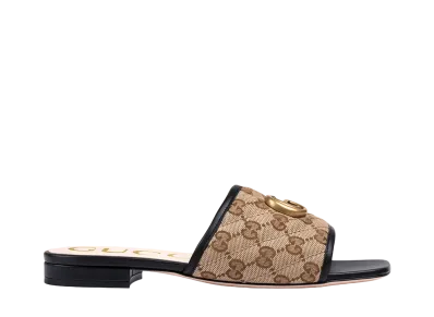 GUCCI Women's GG Matelasse Canvas Slide Sandal "Beige/Ebony"
