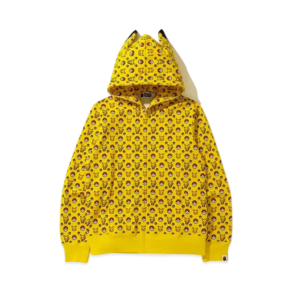 A BATHING APE / Pokemon Full Zip Hoodie "Yellow"