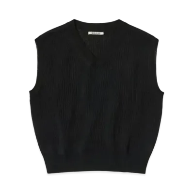 AURALEE Flat Yarn Rib Knit Vest "Black"