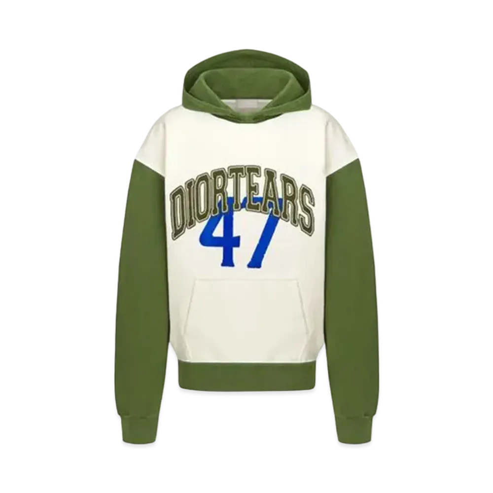 Dior Tears Oversized Hooded Sweatshirt Cotton Fleece "White/Green"