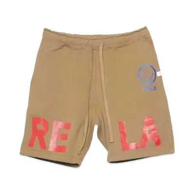 Perfect ribs (adios & RELAX -large-) Basic Sweat Short Pants "Light Brown"