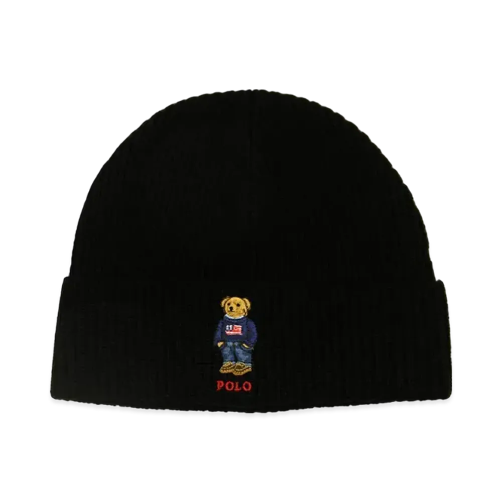 Polo Ralph Lauren Solid Flag Bear Beanie "Black"