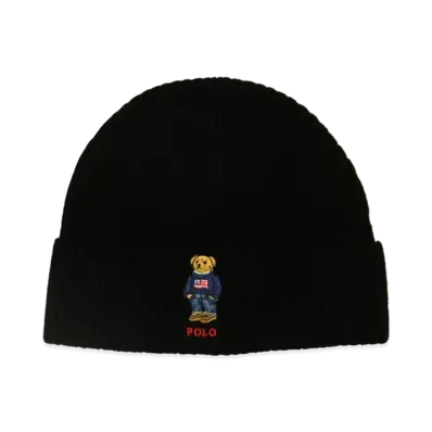 Polo Ralph Lauren Solid Flag Bear Beanie "Black"