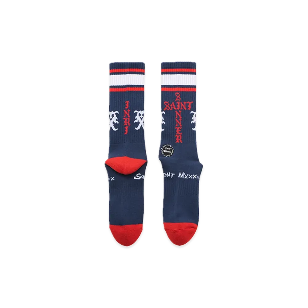 SAINT Mxxxxxx Socks Sinner "Blue/Red"