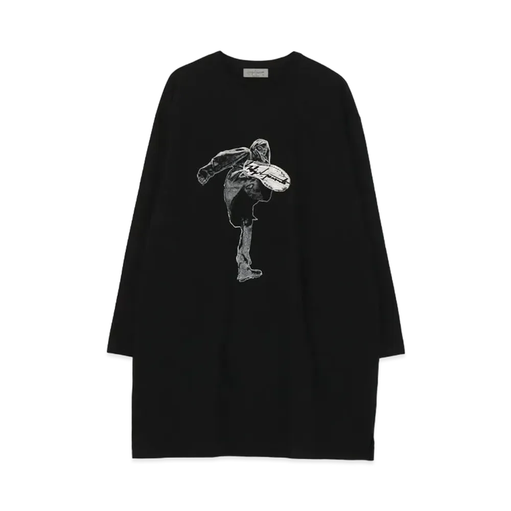 Yohji Yamamoto Pour Homme 30/-COMBED PLAIN STITCH ORIGINAL PRINT BIG LONG SLEEVES "Black"