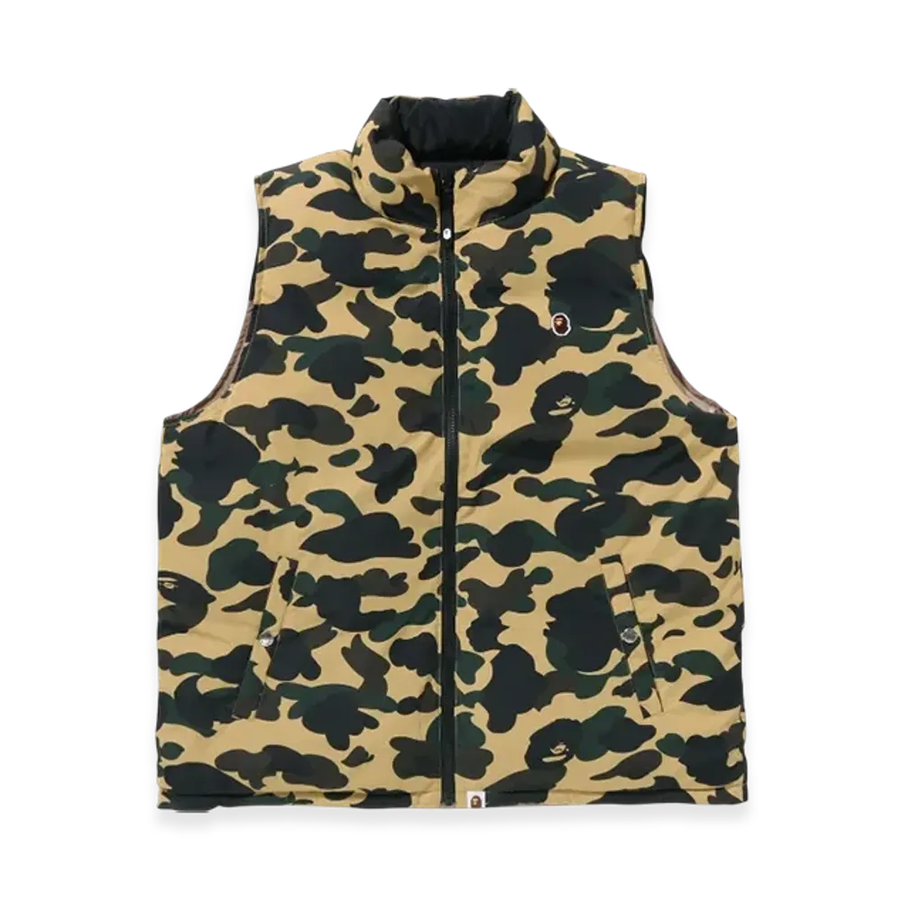 A BATHING APE 1st Camo Reversible Down Vest "Yellow"