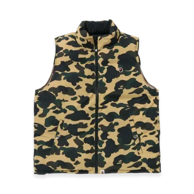 A BATHING APE 1st Camo Reversible Down Vest "Yellow"