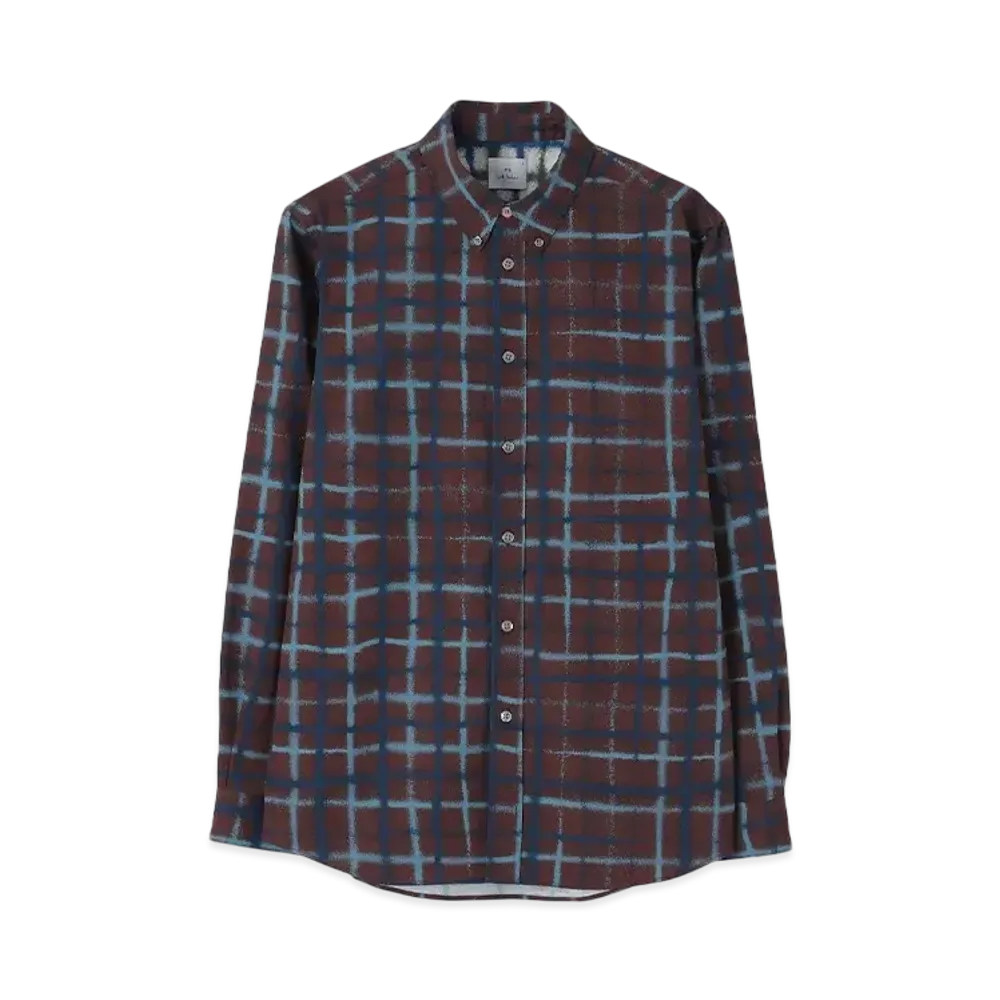 Paul Smith Spray Check Button Down Shirt "Burgandy"