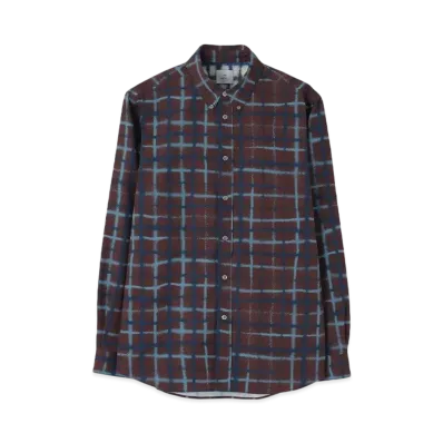 Paul Smith Spray Check Button Down Shirt "Burgandy"