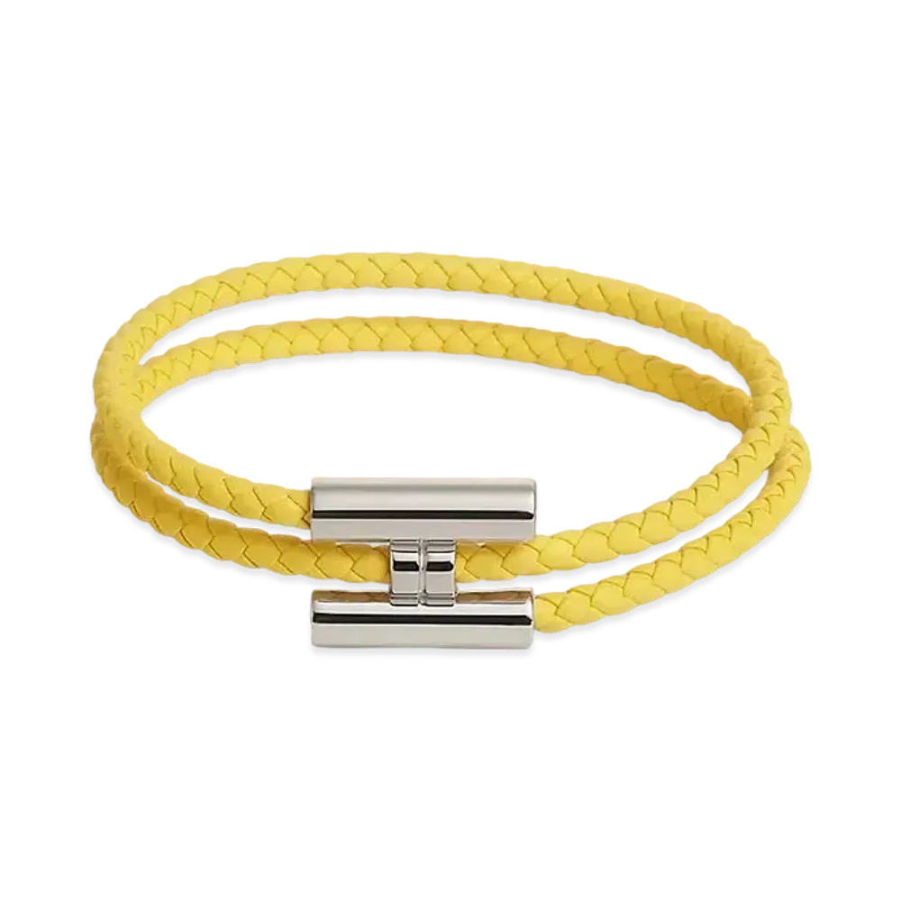 Hermes Tournis Tresse Bracelet "Jaune de Naples/Palladium"