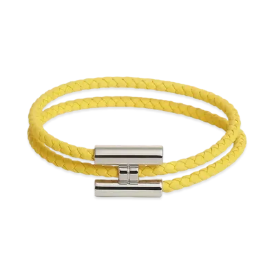Hermes Tournis Tresse Bracelet "Jaune de Naples/Palladium"
