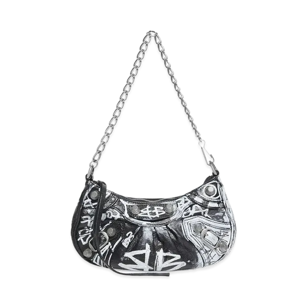 BALENCIAGA Le Cagole Mini Bag With Chain Graffiti "Black"