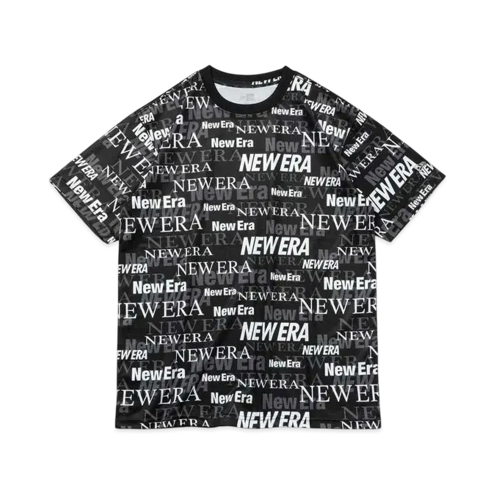 NEW ERA Performance Apparel Short Sleeve Tech T-shirt Text All Over "Black"