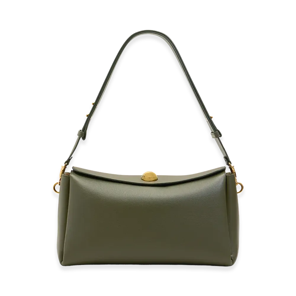 AMI PARIS Cow Leather Carrousel Medium Bag "Green"