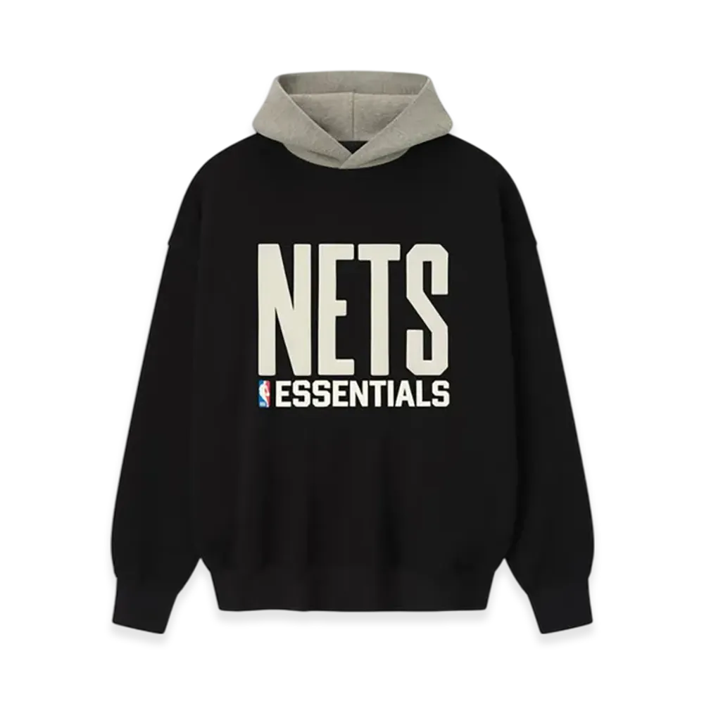 FEAR OF GOD ESSENTIALS Nets Sport Hoodie "Black/Warm Heather"