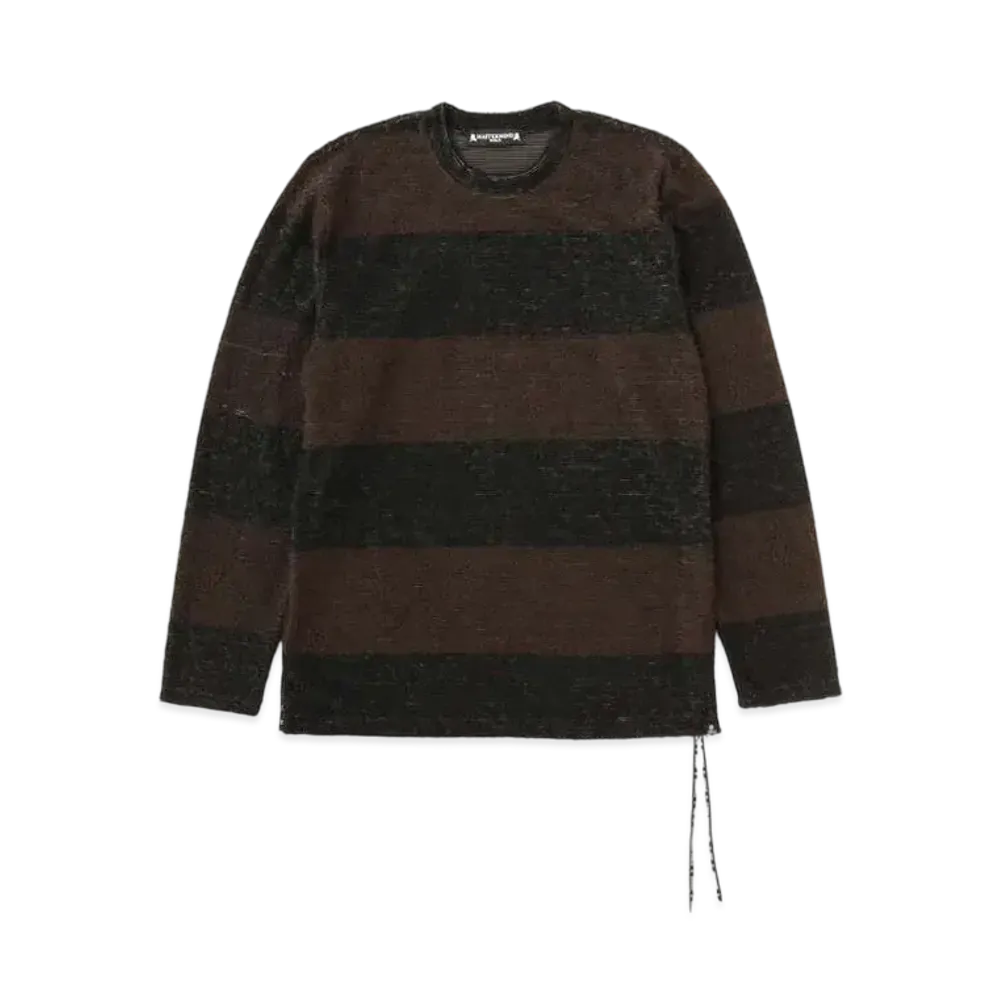 mastermind WORLD Pile Striped LS Tee "Black Brown"