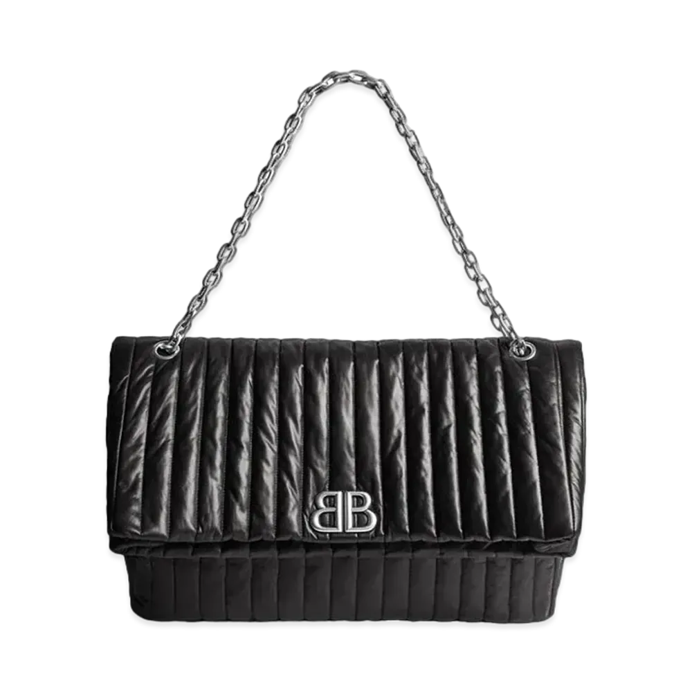 BALENCIAGA Monaco Large Chain Bag Quilted "Black"