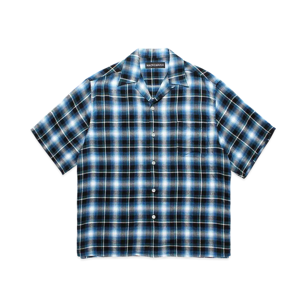 WACKO MARIA Check Open Collar Shirt "Blue"