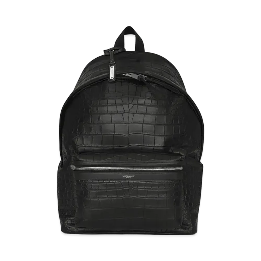 SAINT LAURENT CITY Backpack In Crocodile Embossed Leather ”Black”
