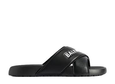 BALENCIAGA Sporty Pool Slide Sandal "Black/White"
