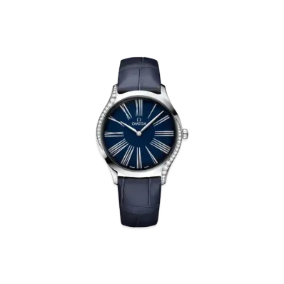 OMEGA De Ville Tresor Diamonds Leather Strap 36MM "Stainless Steel/Blue" 428.18.36.60.03.001