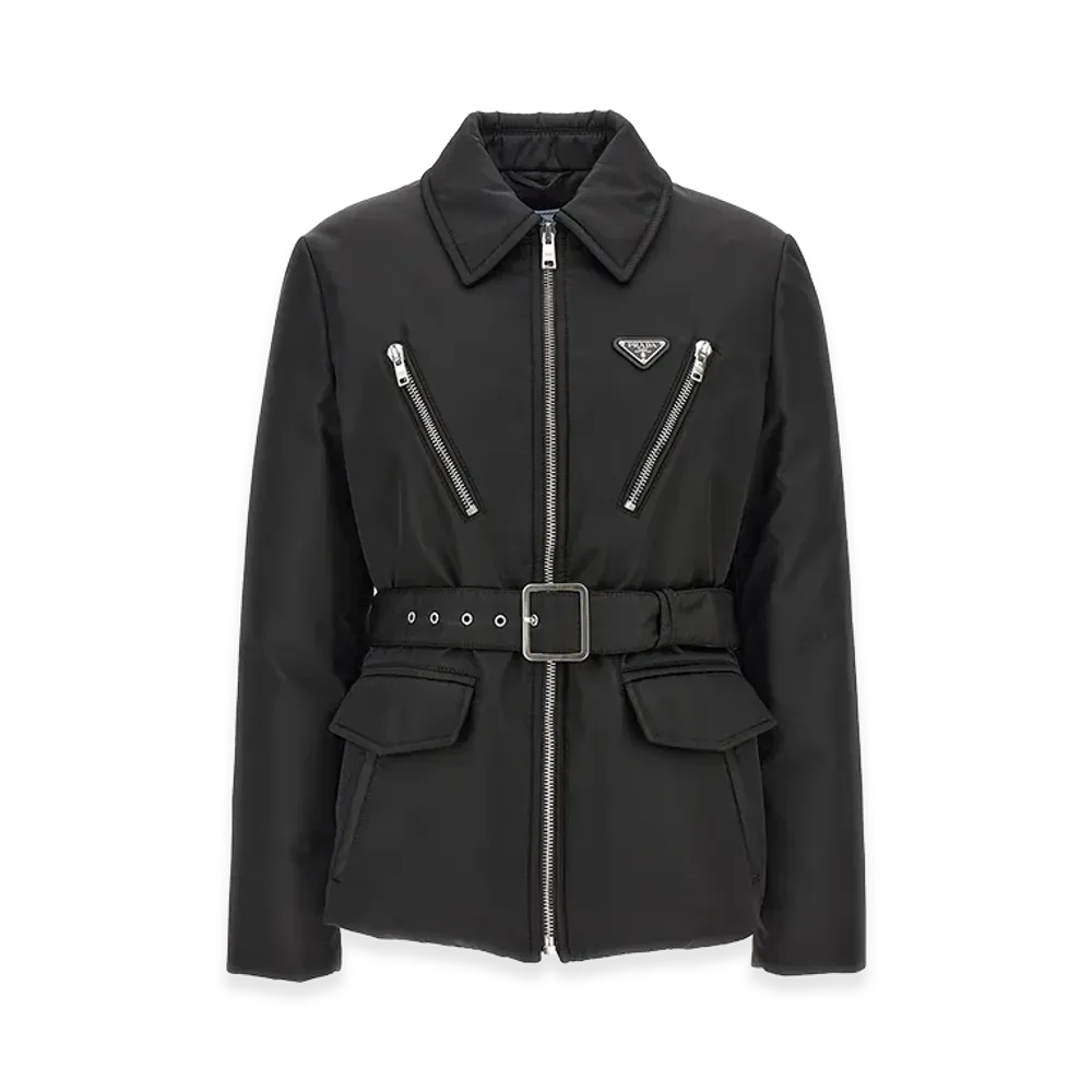PRADA Wonen's Triangle-Logo Padded Jacket "Black"