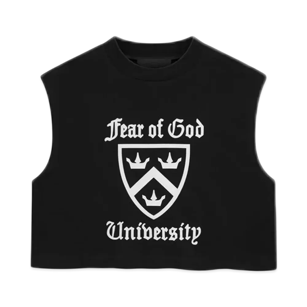 FEAR OF GOD Essentials Women's Tri-Blend Cropped Muscle Tee "Black"