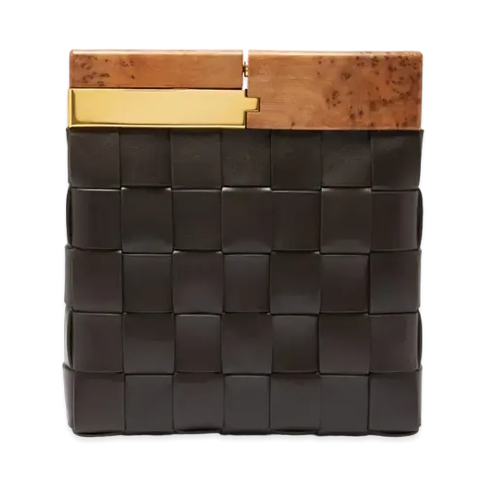 Bottega Veneta BV Snap Intrecciato leather Clutch Bag "Black"