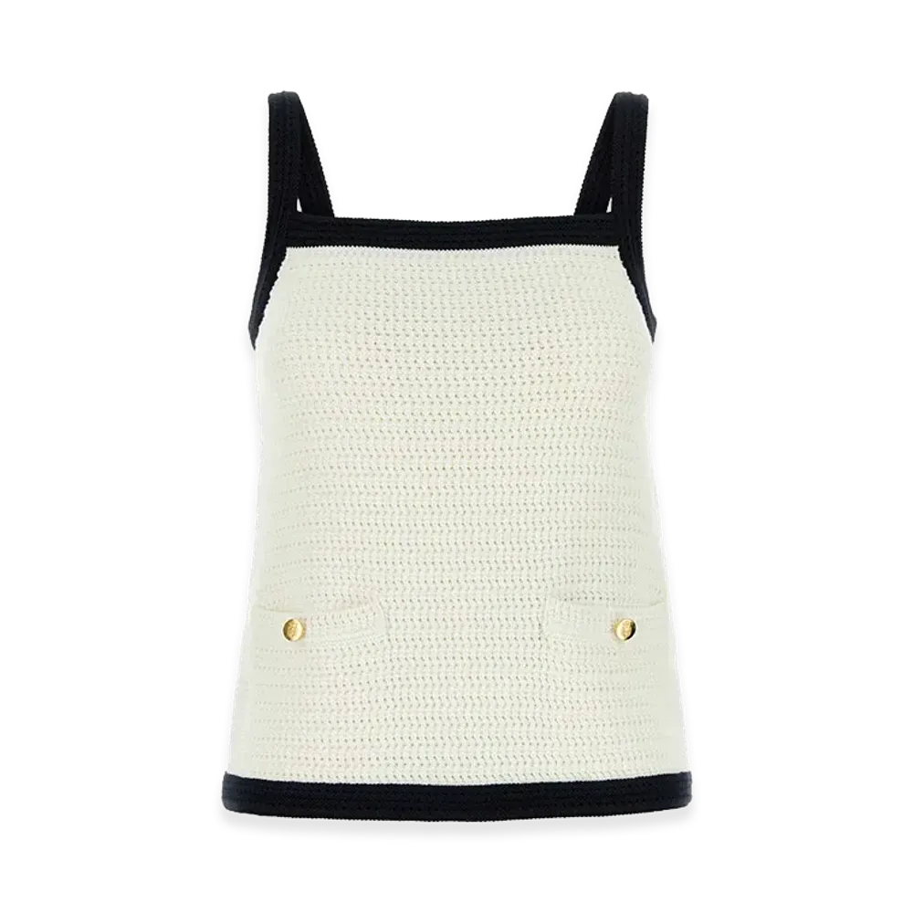 GUCCI Women's Stretch Crochet Tank Top "White"