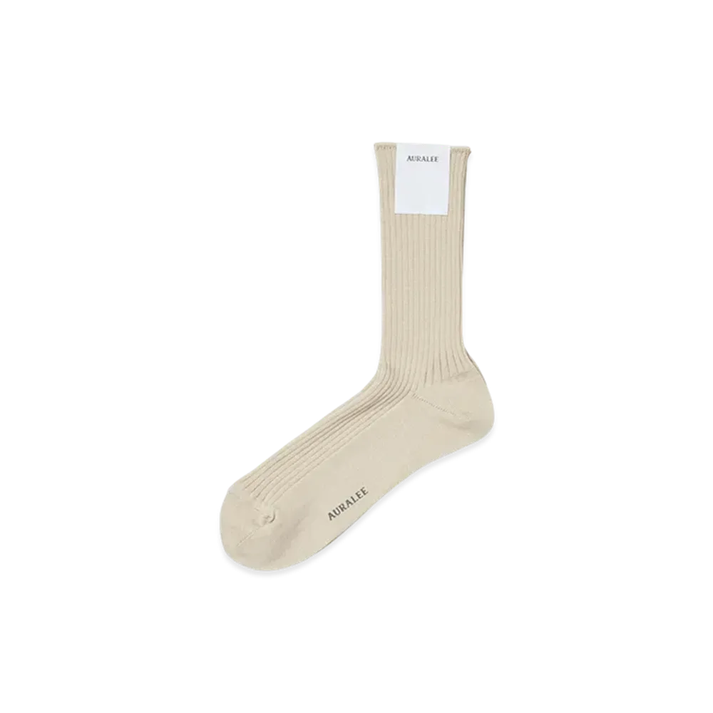AURALEE Women's Giza High Gauge Socks "Beige"