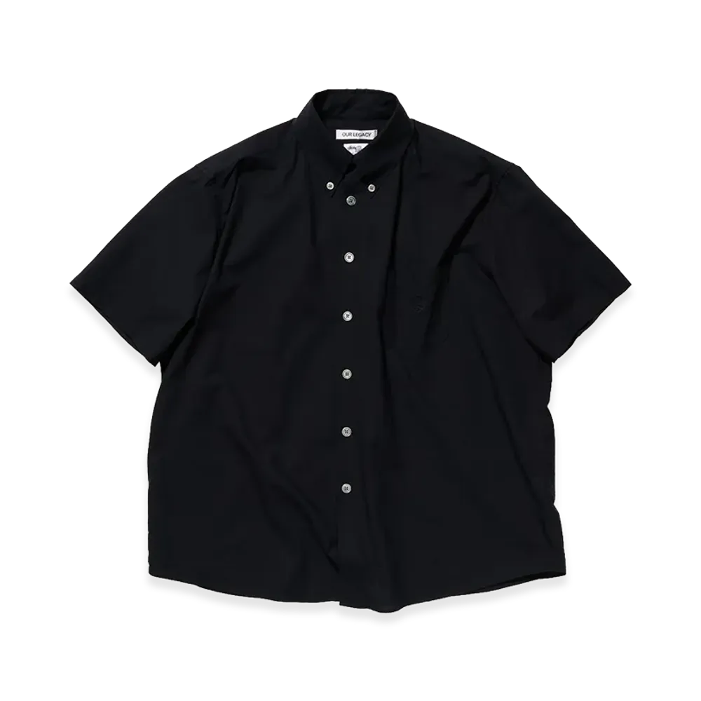 OUR LEGACY Work Shop x Stussy Borrowed Bd Shortsleeve "Black Clean Seersucker"