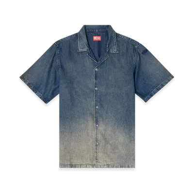 Diesel D-Nabil-S3 Bowling shirt in gradient fluid denim "Dark Blue"