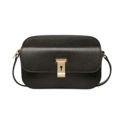 Bally Lock Me Small Crossbody Bag in Grained Leather "Black"
