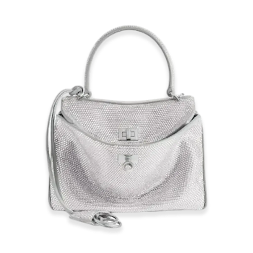 BALENCIAGA Rodeo Mini Handbag With Rhinestones "Grey"
