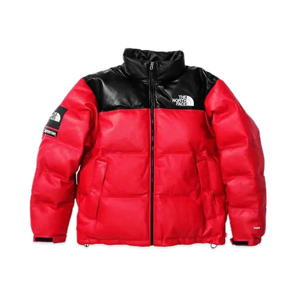 Supreme x The North Face Leather Nuptse Jacket "Red"