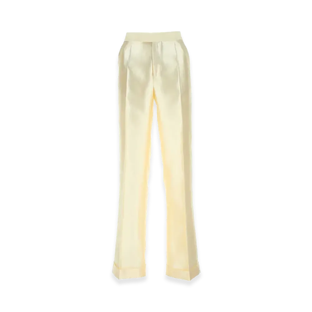 Maison Margiela Women's Ivory Viscosa Blend Wide-Leg Pant "White"