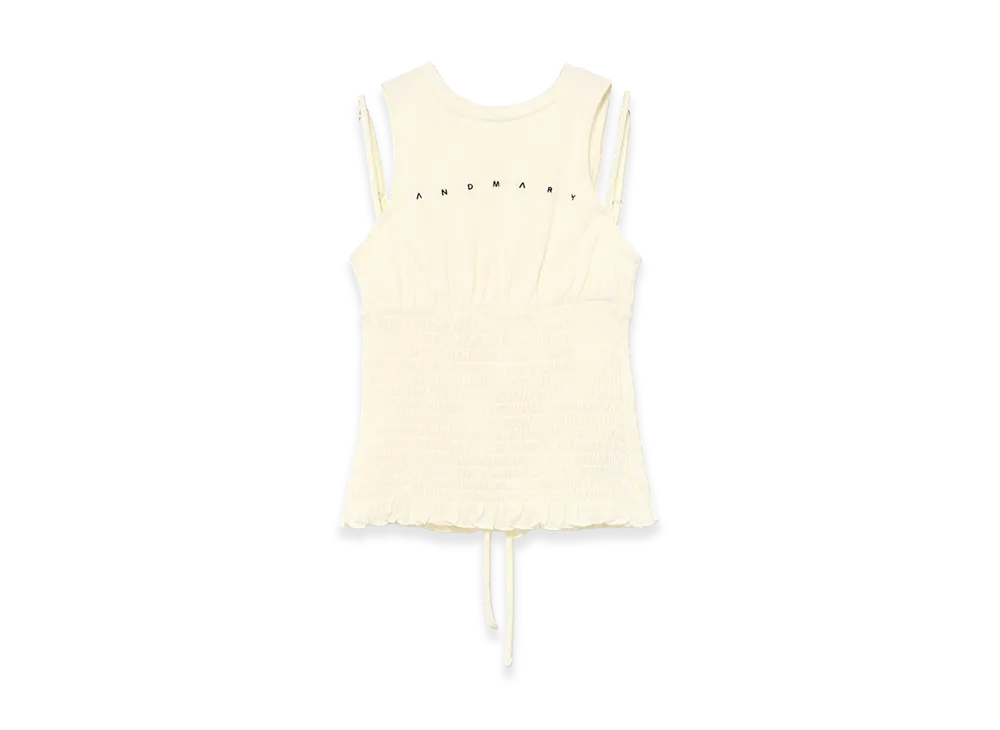 ANDMARY Women's Ami Shirring Logo Tops "White"