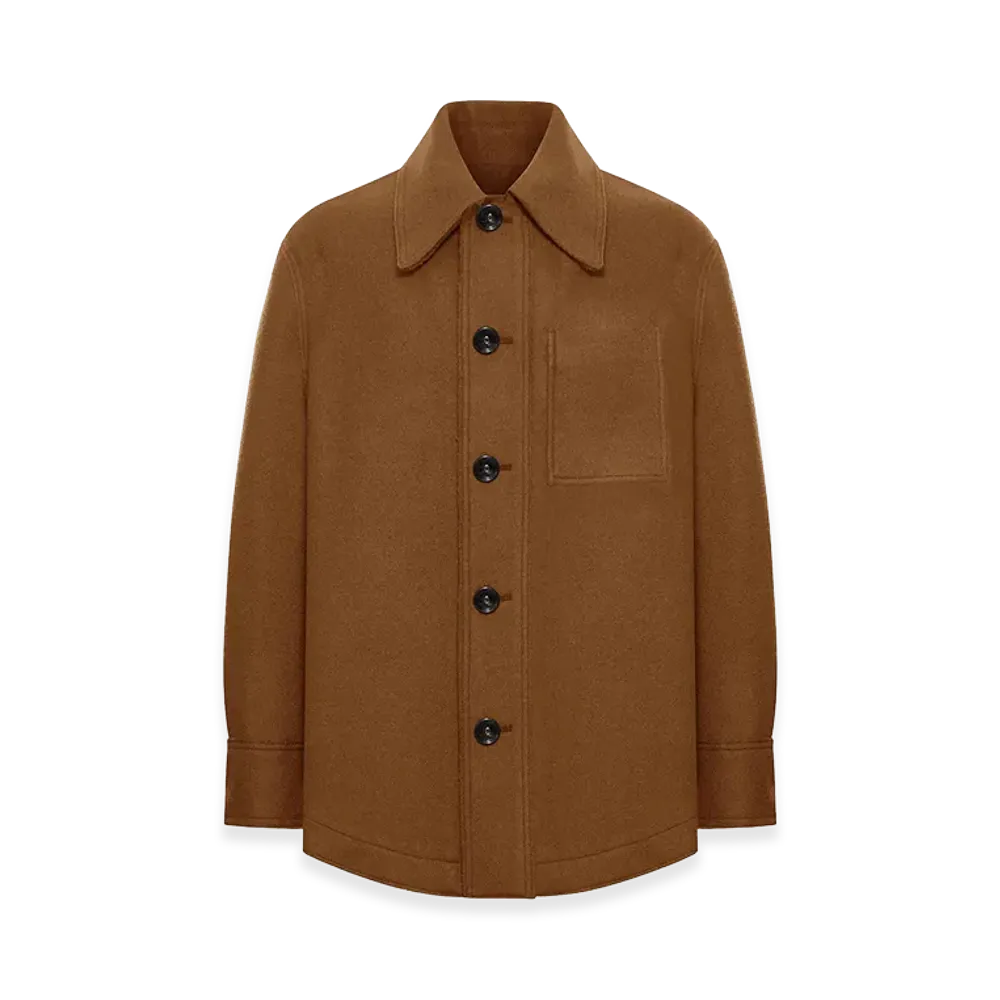 AMI PARIS Wool Gabardine Overshirt "Brown"