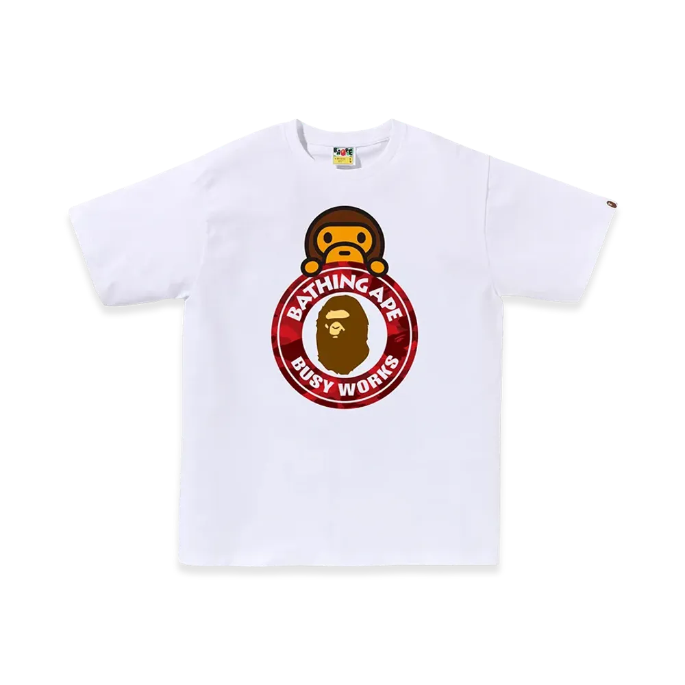A BATHING APE Milo On Busy Works Tee "White/Red"