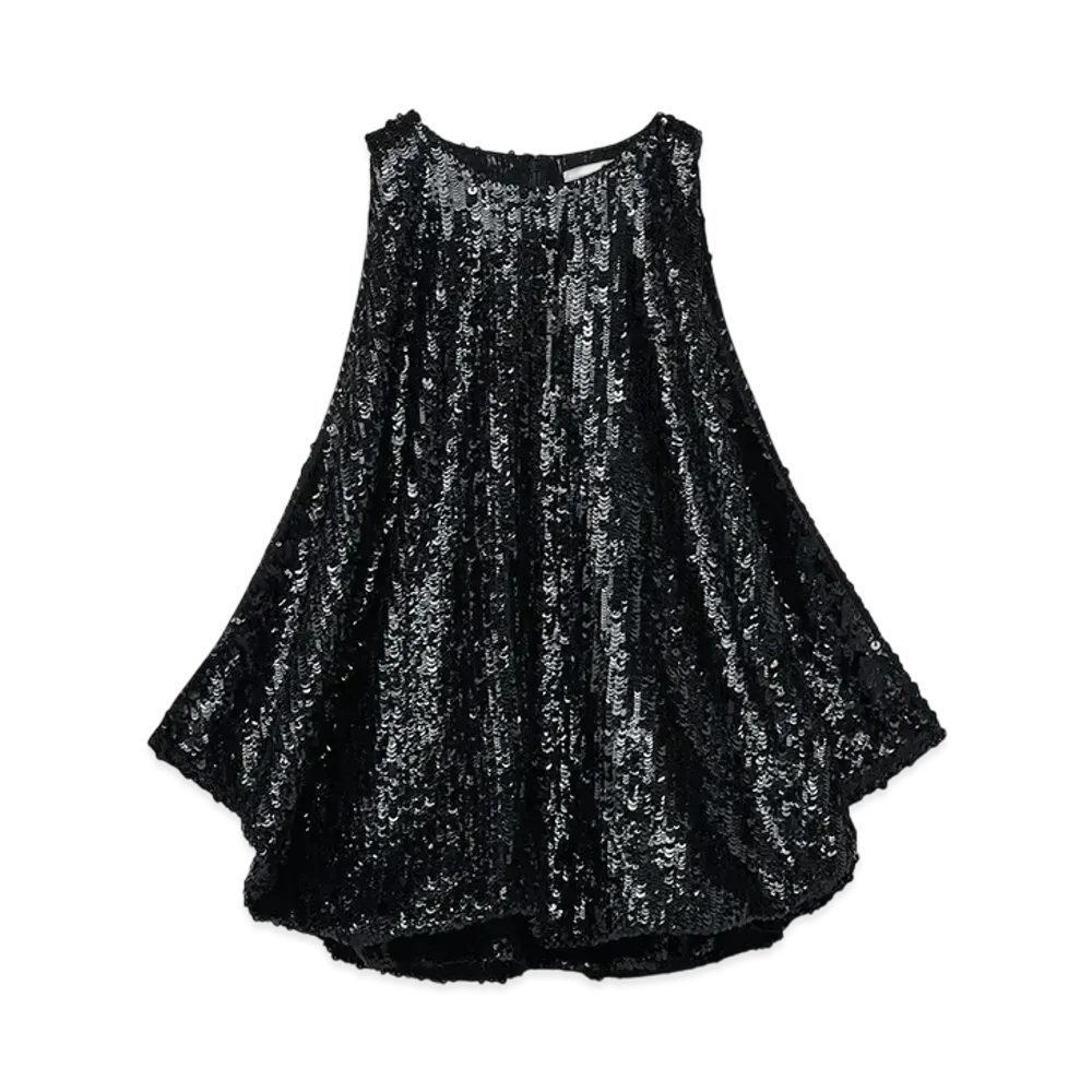 Alexander McQUEEN Draped Sequin Top "Black"
