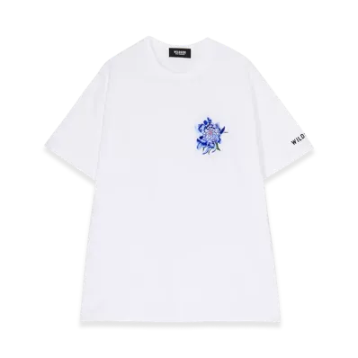 WILDSIDE YOHJI YAMAMOTO Embroidery Lily T-Shirt "White"