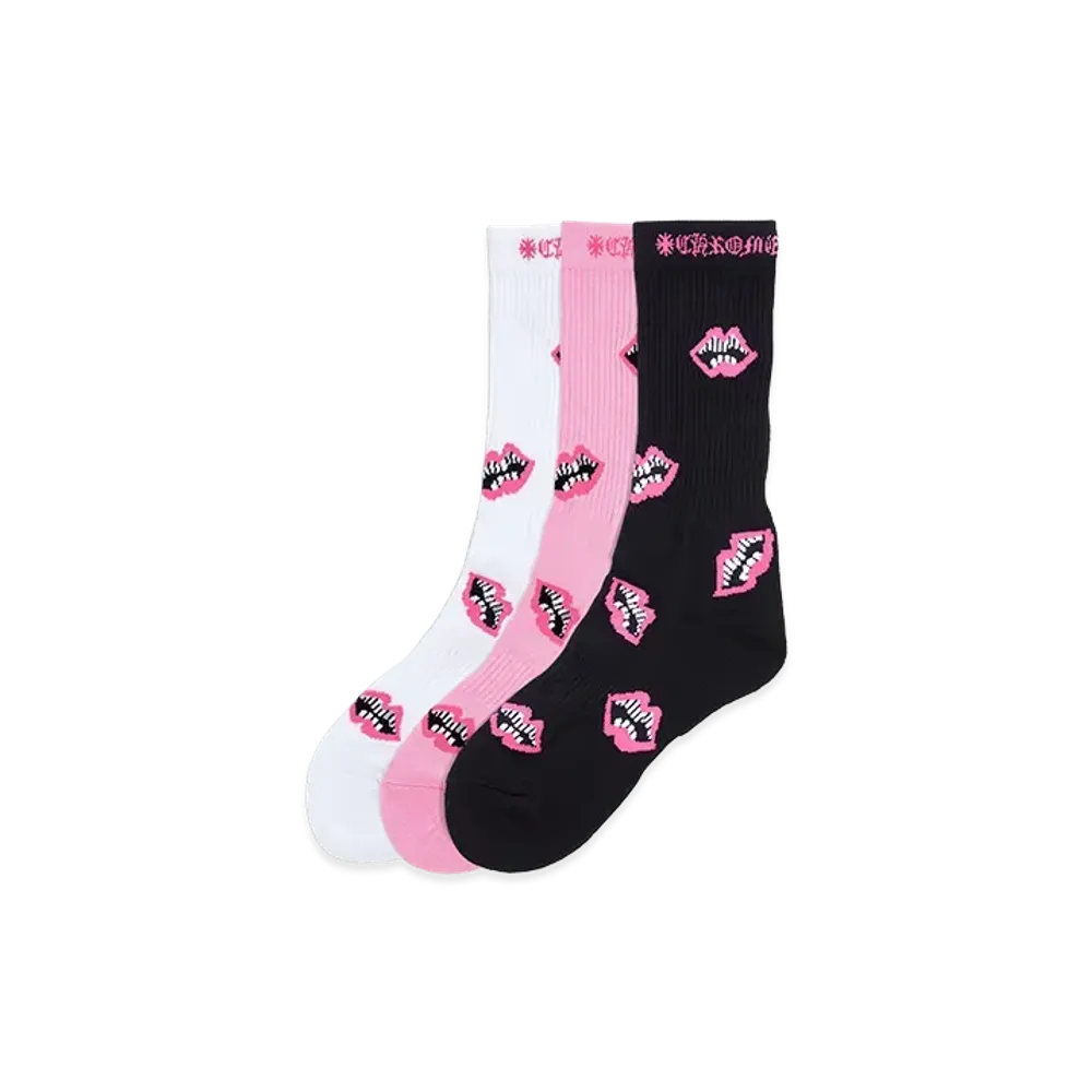 Chrome Hearts 3Pack Chomper Socks "Black/Pink/White"