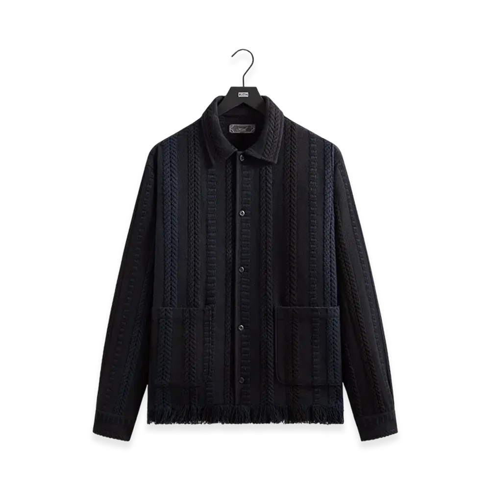 Kith Mixed Stripe Tweed Boxy Collared Overshirt "Nocturnal"