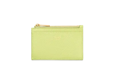 CELINE Zipped Card Holder In Grained Calfskin "Light Jade"