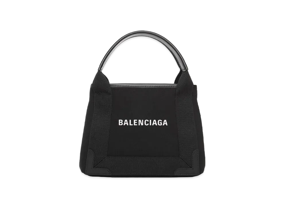 BALENCIAGA Navy XS Cabas In Cotton Canvas And Calfskin "Black"