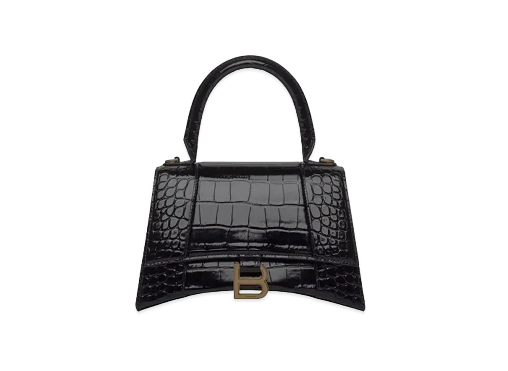 BALENCIAGA Women's Hourglass Small Top Handle Bag "Black"