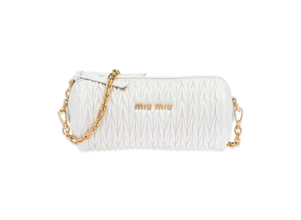 MIU MIU Matelasse Nappa Leather Shoulder Bag "White"