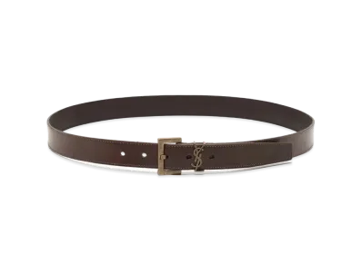 Saint Laurent Monogram Belt With Square Buckle In Leather "Nut"