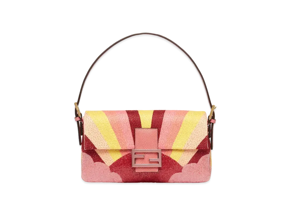 FENDI Baguette 1997 Satin Bag Embroidery "Multicolor"