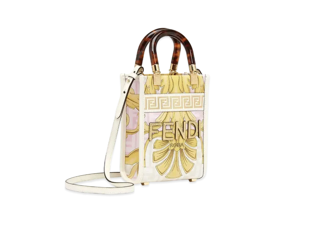 フェンディ x ヴェルサーチェ フェンダーチェ プリントホワイトレザー ミニバッグ "ホワイト" 8BS051AKMUF1HZC